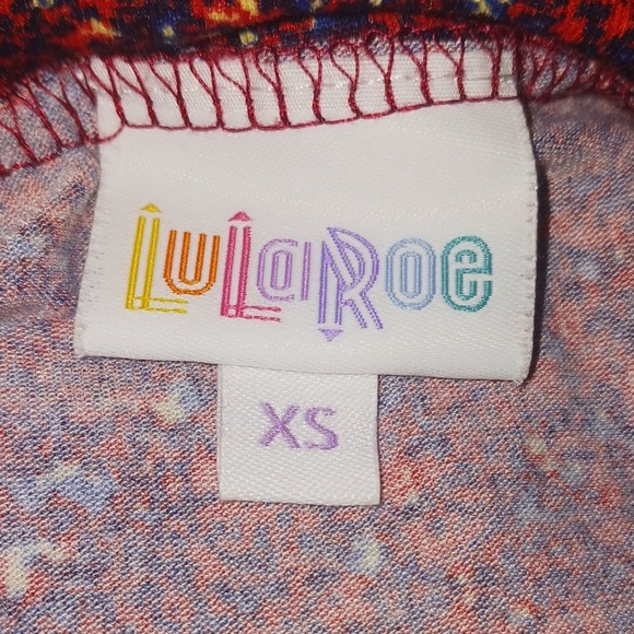 LuLaRoe Boho Y2k Red Blue Speckled Strapless Maxi Tube Dress XS Stretch - Picture 6 of 6